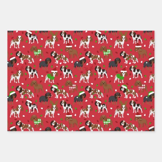 KerstCavalier King Charles Spaniel Inpakpapier Vel (Voorkant)