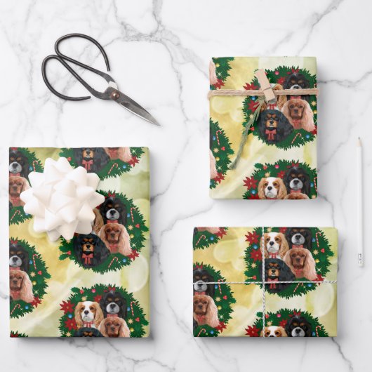 KerstCavalier King Charles Spaniel kerst Inpakpapier Vel (Voorkant)
