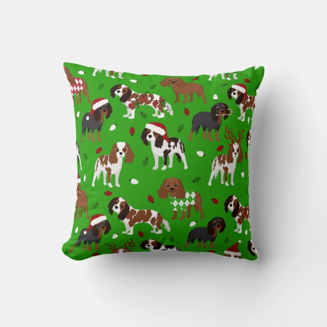 KerstCavalier King Charles Spaniel Kussen (Voorkant)