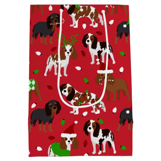 KerstCavalier King Charles Spaniel Medium Cadeauzakje (Achterkant)