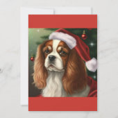 KerstCavalier King Charles Spaniel T-Shirt Feestdagenkaart (Voorkant)