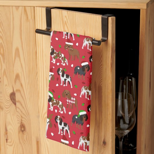 KerstCavalier King Charles Spaniel Theedoek (Derde Gevouwen)