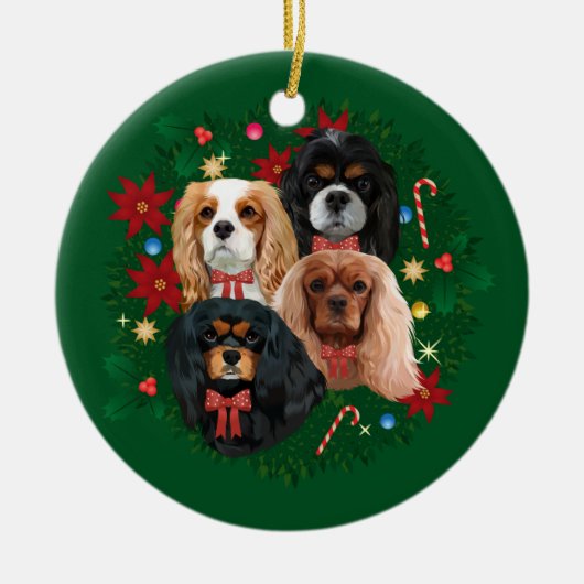KerstCavalier King Spaniel Ornaments Keramisch Ornament (Voorkant)