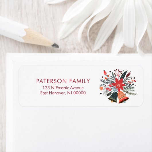 Kerstcellen en bloemen etiket (Insitu)