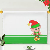 Kerstcellen en Cute Elf op groen en wit Theedoek