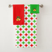 Kerstcellen en Green Red Diamond Star-patroon Bad Handdoek (Insitu)