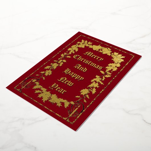 Kerstcellen en Holly Border Folie Feestdagenkaart (Gedraaid)