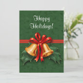 Kerstcellen en Holly Leaves Green Kaart (Staand voorkant)