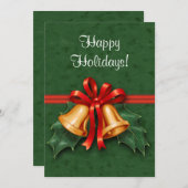 Kerstcellen en Holly Leaves Green Kaart (Voorkant / Achterkant)