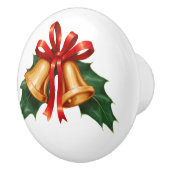 Kerstcellen en Holly Leaves Keramische Knop (Rechts)