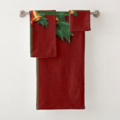 Kerstcellen en Holly Leaves Red Bad Handdoek (Insitu)