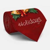 Kerstcellen en Holly Leaves Red Stropdas (Opgerold)