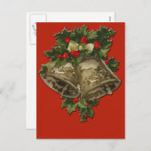 Kerstcellen en Holly op de achtergrond van Scarlet Feestdagenkaart (Voorkant / Achterkant)