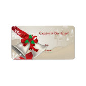 Kerstcellen en linten op beige etiketten (Voorkant)