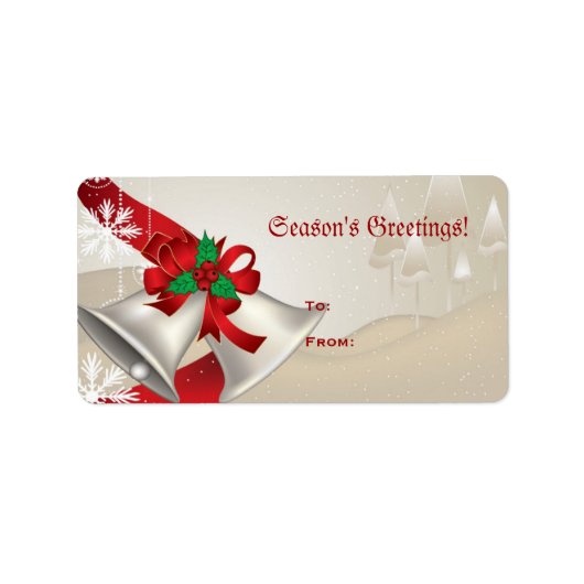 Kerstcellen en linten op beige etiketten (Voorkant)