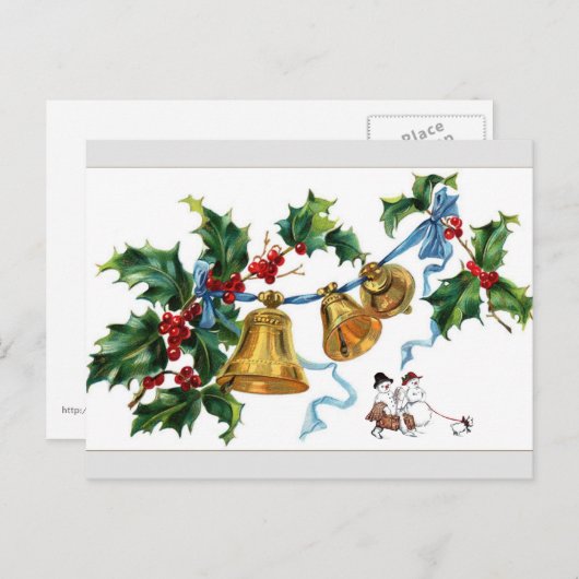 Kerstcellen en sneeuwMan Feestdagenkaart (Voorkant / Achterkant)