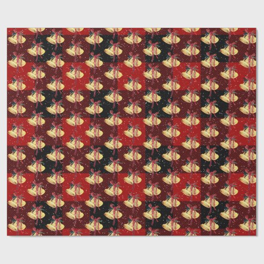 Kerstcellen en sneeuwvlokken op schaal cadeaupapier (Vlak)