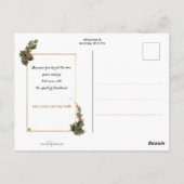 Kerstcellen, lint, heilig en vogels aan het raam briefkaart (Achterkant)