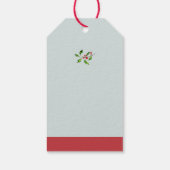 Kerstcellen met rode romp op blauwe Labels Cadeaulabel (Achterkant)
