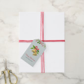 Kerstcellen met rode romp op blauwe Labels Cadeaulabel (Met Touw)
