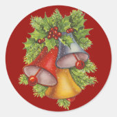 Kerstcellen op blauw Klassieke Ronde sticker (Voorkant)