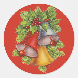 Kerstcellen op blauw Klassieke Ronde sticker