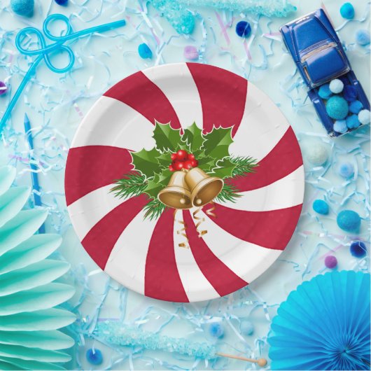 Kerstcellen op Snoep met permint Papieren Bordje (Feest)
