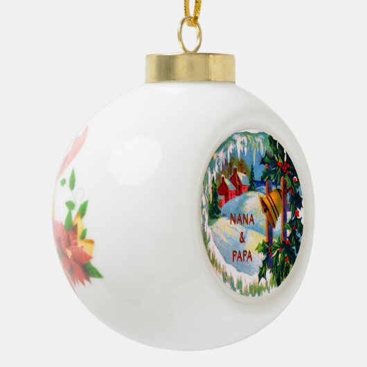 kerstcellen van NANA en PAPA Keramische Bal Ornament (Links)