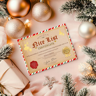 Kerstcertificaat in de kerstnamelijst van Santa Briefkaart
