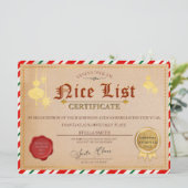 Kerstcertificaat in de kerstnamelijst van Santa Kaart (Staand voorkant)