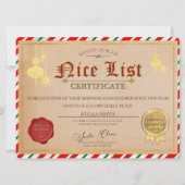 Kerstcertificaat in de kerstnamelijst van Santa Kaart (Voorkant)
