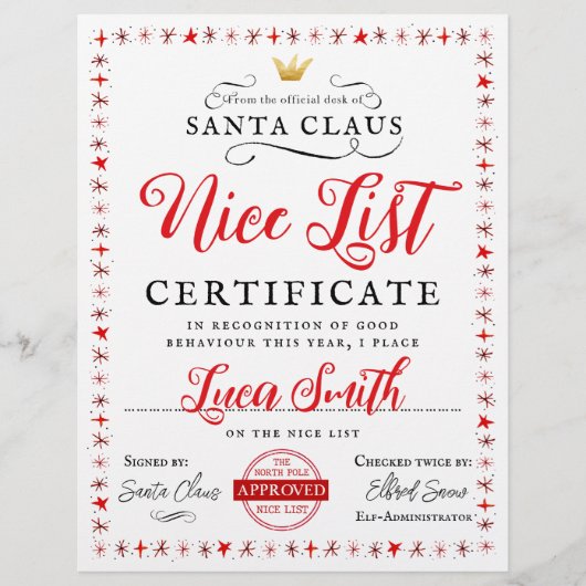 Kerstcertificaat van Nice (Voorkant)