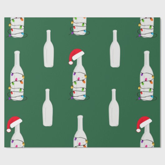 Kerstchampagne groen cadeaupapier (Vlak)