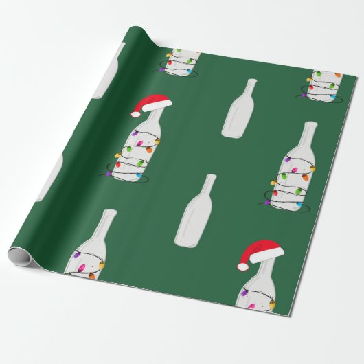 Kerstchampagne groen cadeaupapier (Uitgerold)