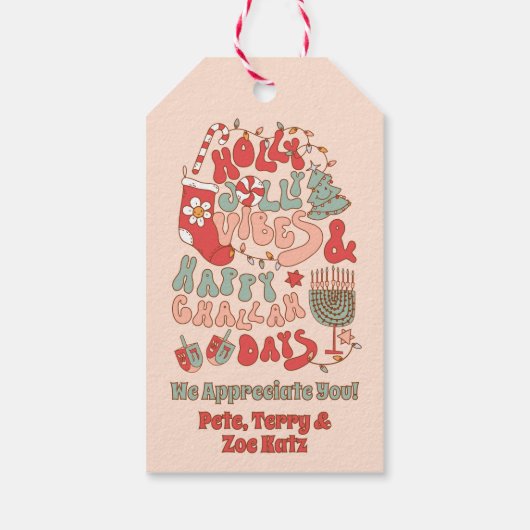 KerstChanukah hanukkah Groovy Vibes Cadeaulabel (Achterkant)