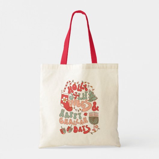 KerstChanukah hanukkah Groovy Vibes Tote Bag (Achterkant)
