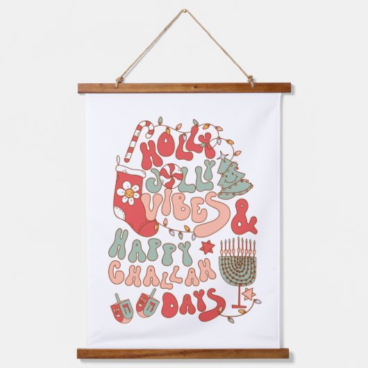 KerstChanukah hanukkah Wall Art Hangend Wandkleed (Voorkant)