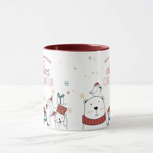 Kerstchaocoördinator Gepersonaliseerde koffie Mok (Midden)