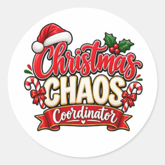 Kerstchaos Coördinator Feestelijke Vakantiedesign Ronde Sticker