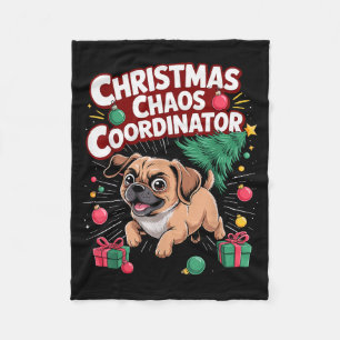 Kerstchaos Coördinator Xmas Puppy Grappige Puggl Fleece Deken