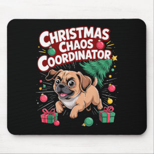 Kerstchaos Coördinator Xmas Puppy Grappige Puggl Muismat