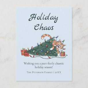 Kerstchaos Grappige Kat Kerstkaart Feestdagenkaart