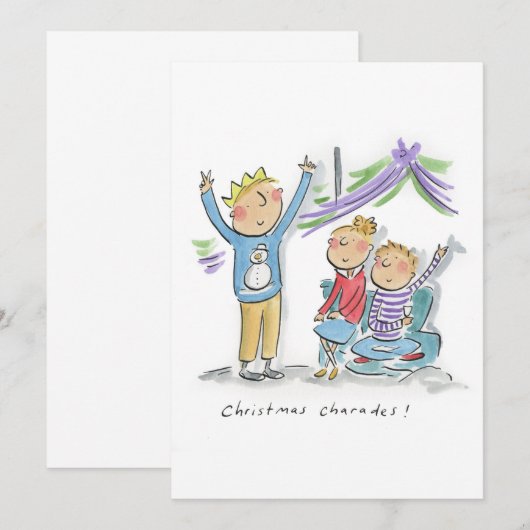 Kerstcharades Kaart (Voorkant / Achterkant)