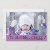 Kerstcheer Stars Lavender Foto Feestdagenkaart (Voorkant)