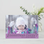 Kerstcheer Stars Lavender Foto Feestdagenkaart (Staand voorkant)