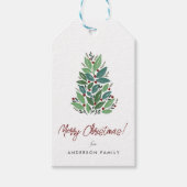 KerstCherry Tree Calligrafie-script Cadeaulabel (Voorkant)