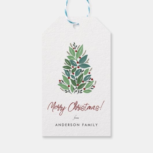 KerstCherry Tree Calligrafie-script Cadeaulabel (Achterkant)