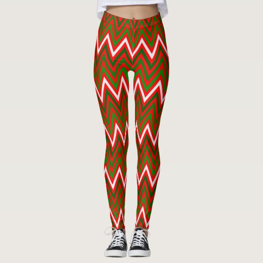 KerstChevron Pattern Leggings (Voorkant)