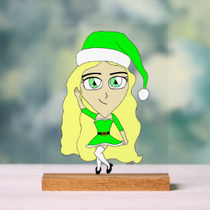 Kerstchibi Acryl Bord