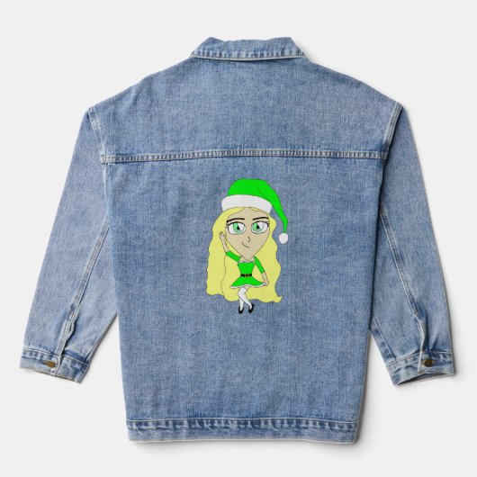 Kerstchibi Denim Jacket (Achterkant)
